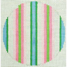 KK-O178 - Pink, Green, Turquoise Striped Ornament