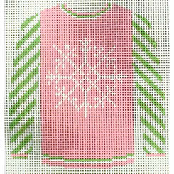 KK-O199AN - Sweater - Snowflake on Pink with Green Sleeves