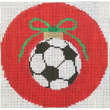 KK-O201B - Soccer Ball with Green Bow on Red