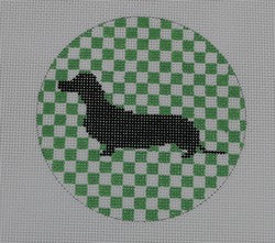 KK-OAS103 - Dachshund on Green Check