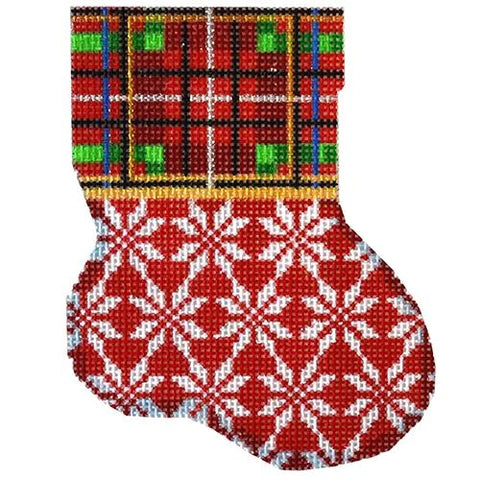 AT CT1914 - Plaid Cuff Snowflake Mini Sock