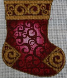 R211 - Maroon and Gold Ornament Mini Sock