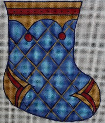 R212 - Blue, Red and Gold Ornament Mini Sock