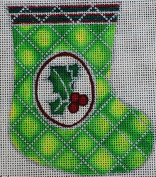 R213 - Green Holly Ornament Mini Sock