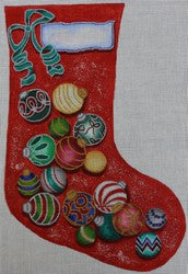 R216 - Red Multi Color Ornaments Stocking