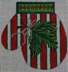 R223 - Red, White and Green Mistletoe Mitten