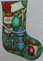 R249 - Green Stocking with Ornaments