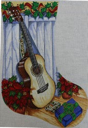 R276 - Guitar Stocking with Poinsettias