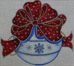 R292 - Red and Blue Ornament with Snowflake