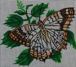 R312 - Orange, Brown and White Butterfly with Leaves