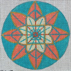 R535 - Kaleidoscope - Turquoise, Salmon, and Gold Ornament