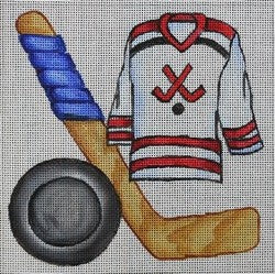 R551 - Hockey Uniform with Double Sticks and Puck