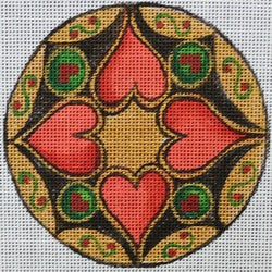 R557 - Gold ornament with Red Hearts