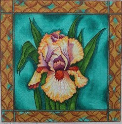 R586  - Green Background with Yellow Iris