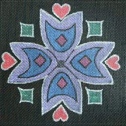 R60 - Purple Blue Square Floral with Heart