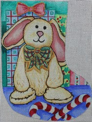 R617 - Christmas Bunny with Candy Canes Stocking