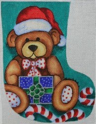 R618 - Teddy Bear with Santa Cap and Candy Canes Stocking