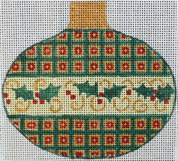 R643 - Green and Gold Ornament with Holly