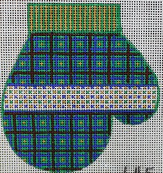 R645 - Green and Gold Plaid Mitten