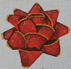 R657 - Red Bow with Green Dots