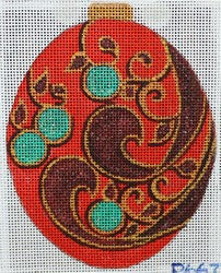 R667 - Red Ornament with Maroon and Turquoise