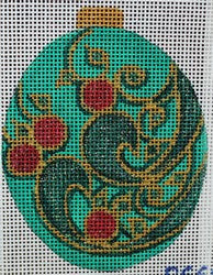 R669 - Green and Gold Ornament with Red