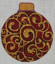 R673 - Maroon and Gold Round Ornament