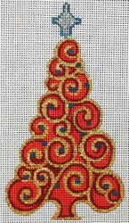 R676 - Red and Gold Tree with Blue