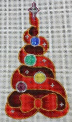 R678 - Red and Maroon Tree with Colorful Ornaments