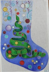 R679 - Blue Stocking with Green Ribbon and Circles