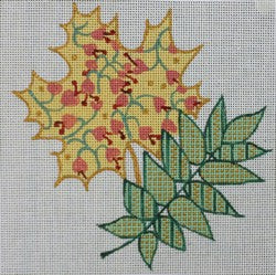 R789 - Green Striped and Yellow Swirls Leaves