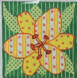 R801 - Patchwork Yellow and Green Flower