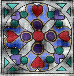 R804 - Kaleidoscope Teal, White, Red and Green Square