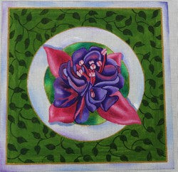 R807 - Green Background with Pink and Purple Flowers