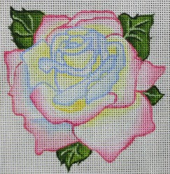 R821 - Light Blue, Yellow and Pink Rose