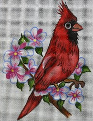 R833 - Red Bird with Cherry Blossom