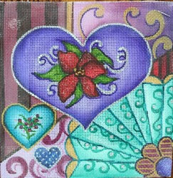 R916 - Purple and Teal Hearts with Fan Background