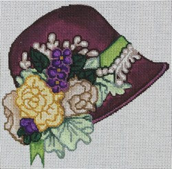 R988 - Purple Bonnet with Yellow and Purple Flowers