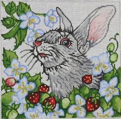 R989 - White Bunny in Strawberry Field