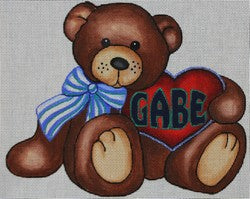 R997  - Bear with Blue Striped Bow