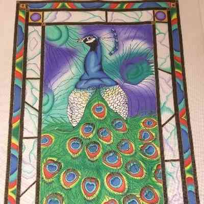 R349 - Peacock on Stained Glass Rug