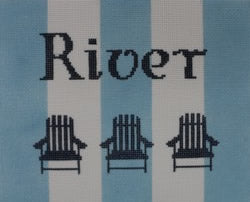 KK-SG7 - River with Adirondack Chair, Anchor and Sailboat - Blue and White