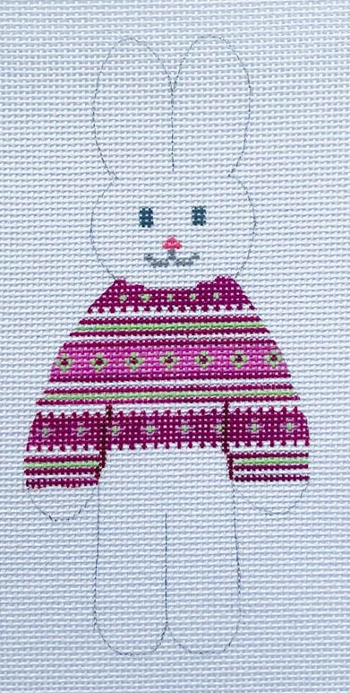 SI225G - Pink and Green Sweater Bunny