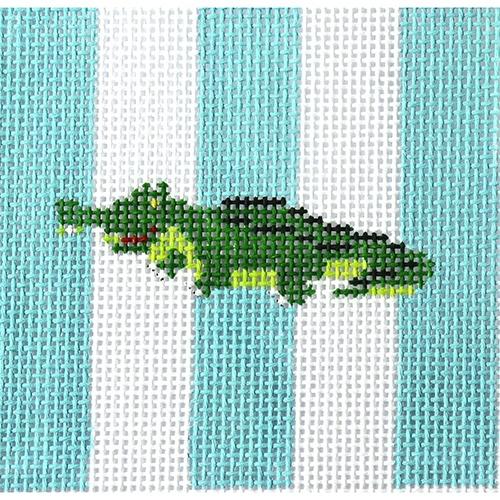 KK-SS3 - Gator on Turquoise and White Stripes