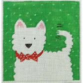 TC-T-429T - White Dog Santa Bow