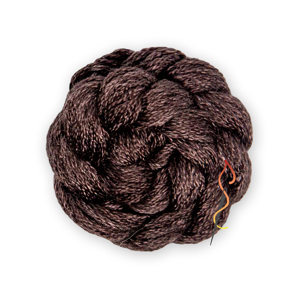 Gray brown skein of Dinky Dyes Stranded Silk floss in ss206