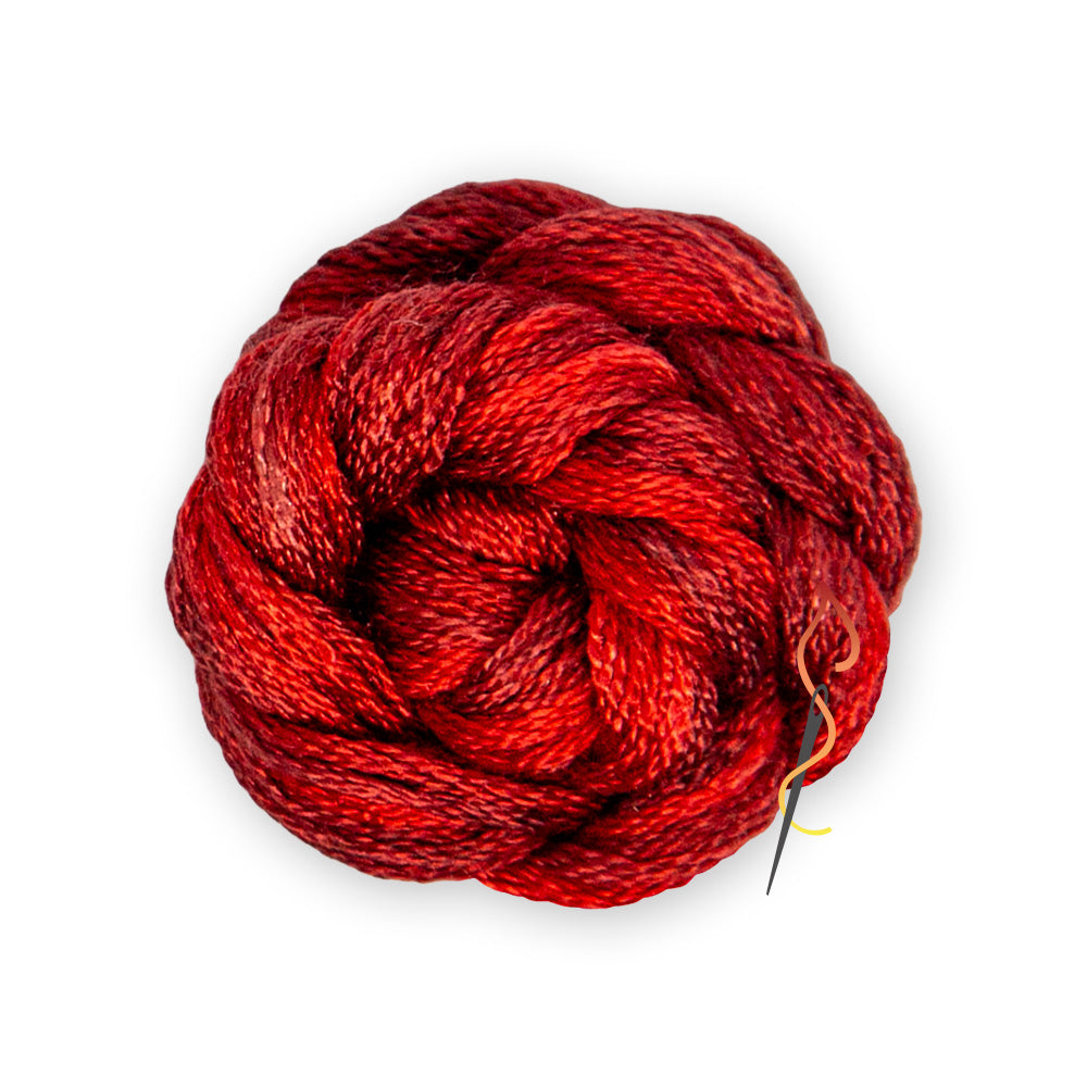Red skein of Dinky Dyes Stranded Silk floss in ss229