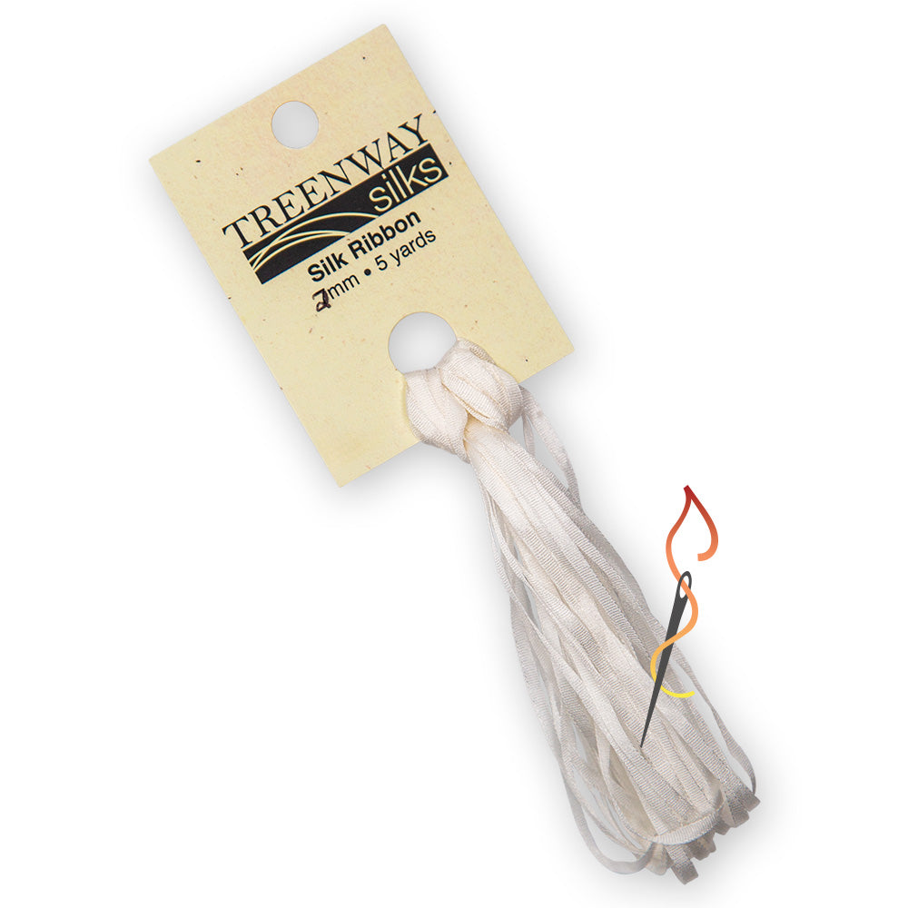 Treenway Tranquility, Shinju, & 2mm silk ribbon - White