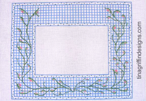 FR-001V - Blue & White Check Frame with Vines